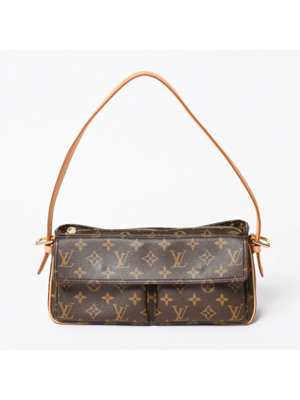 Louis Vuitton Viva-Cite MM Handbag Bag Monogram Brown Gold